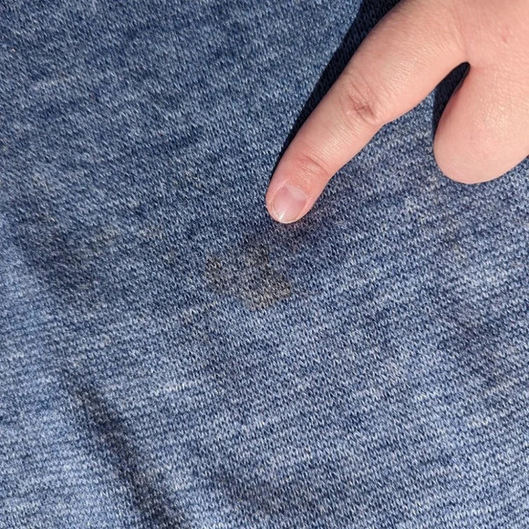 Vintage Blue Knit Long Skirt with Burgundy Pattern - Creations Isadora Small - Picture 6 of 6